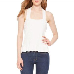 NWT Parker NY Veda Knit Top Shirt Womens Medium White Ribbed Sleeveless Tank NEW